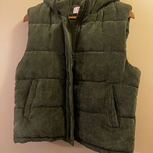 Ci Sono Green Corduroy Puffer Vest